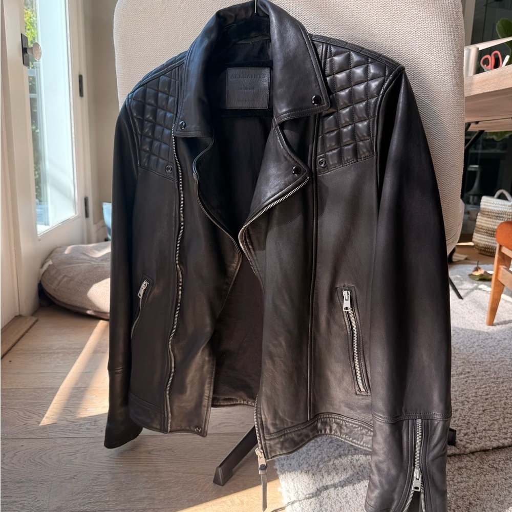 All Saints Black Quilted Leather Jacket